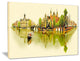 "Amsterdam Panoramic View" Cityscape Watercolor Canvas Print, 40"x30"