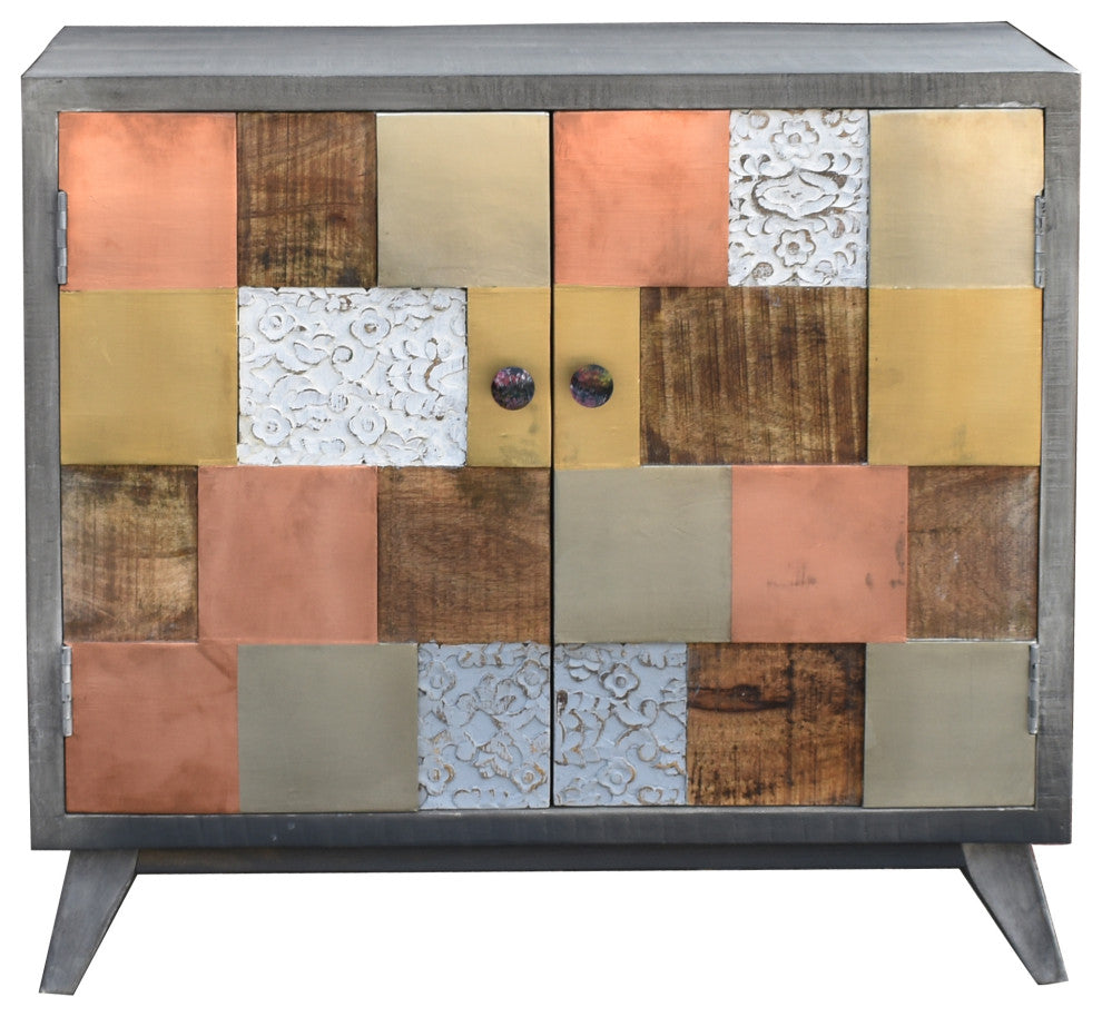 Juun Recycled Mango Wood Small Bathroom Linen Cabinet, 2 Doors