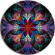 Multi Color Fractal Flower Pattern, Floral Disc Metal Artwork, 11"