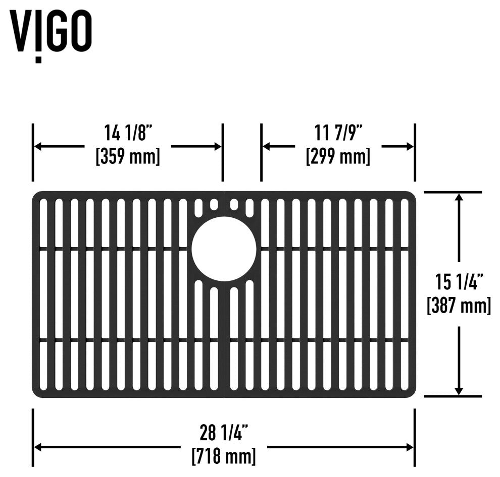 VIGO Silicone Protective Bottom Grid for Single Bowl Kitchen Sink, Matte Black, 28"lx15"w