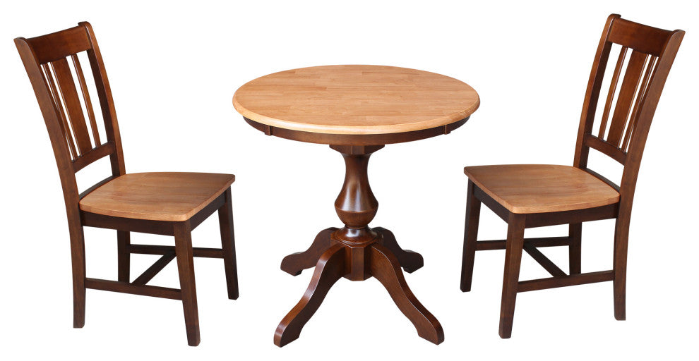 30" Round Top Pedestal Table - With 2 Chairs