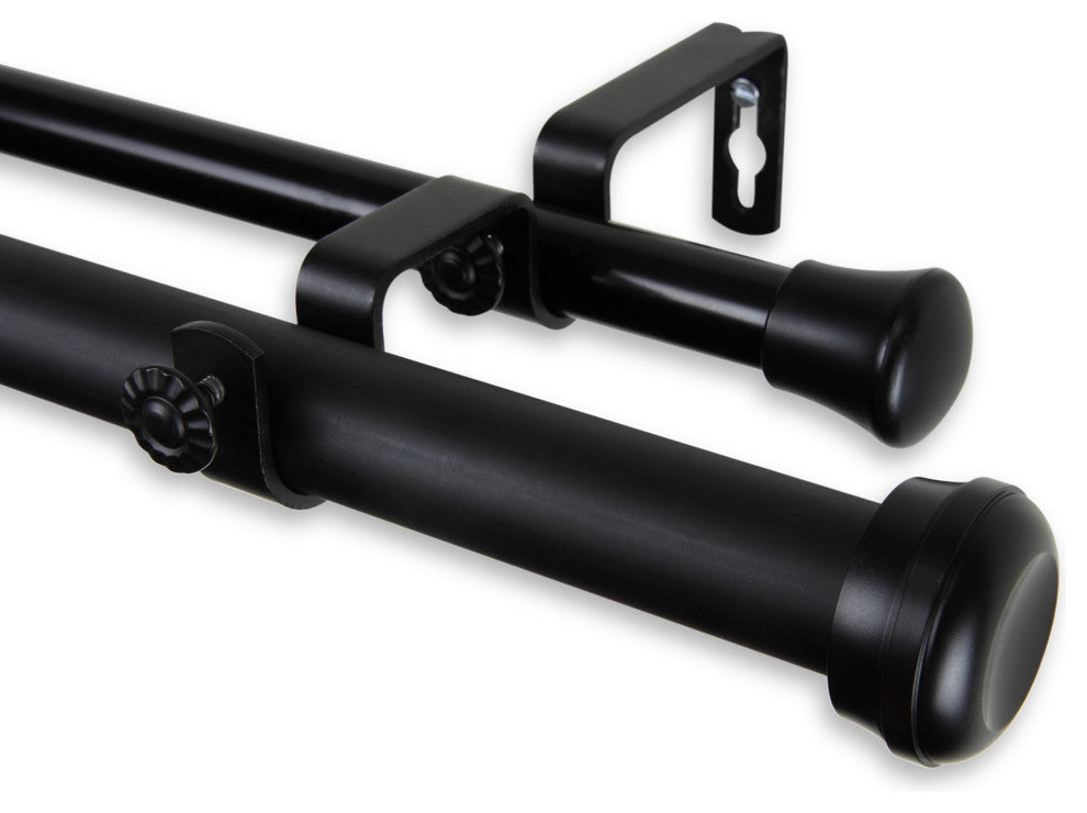 Rosen 1" Double Curtain Rod 48-84", Black