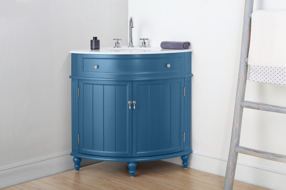 24" Triadsville Cottage Style Teal  Blue Bathroom Sink Vanity