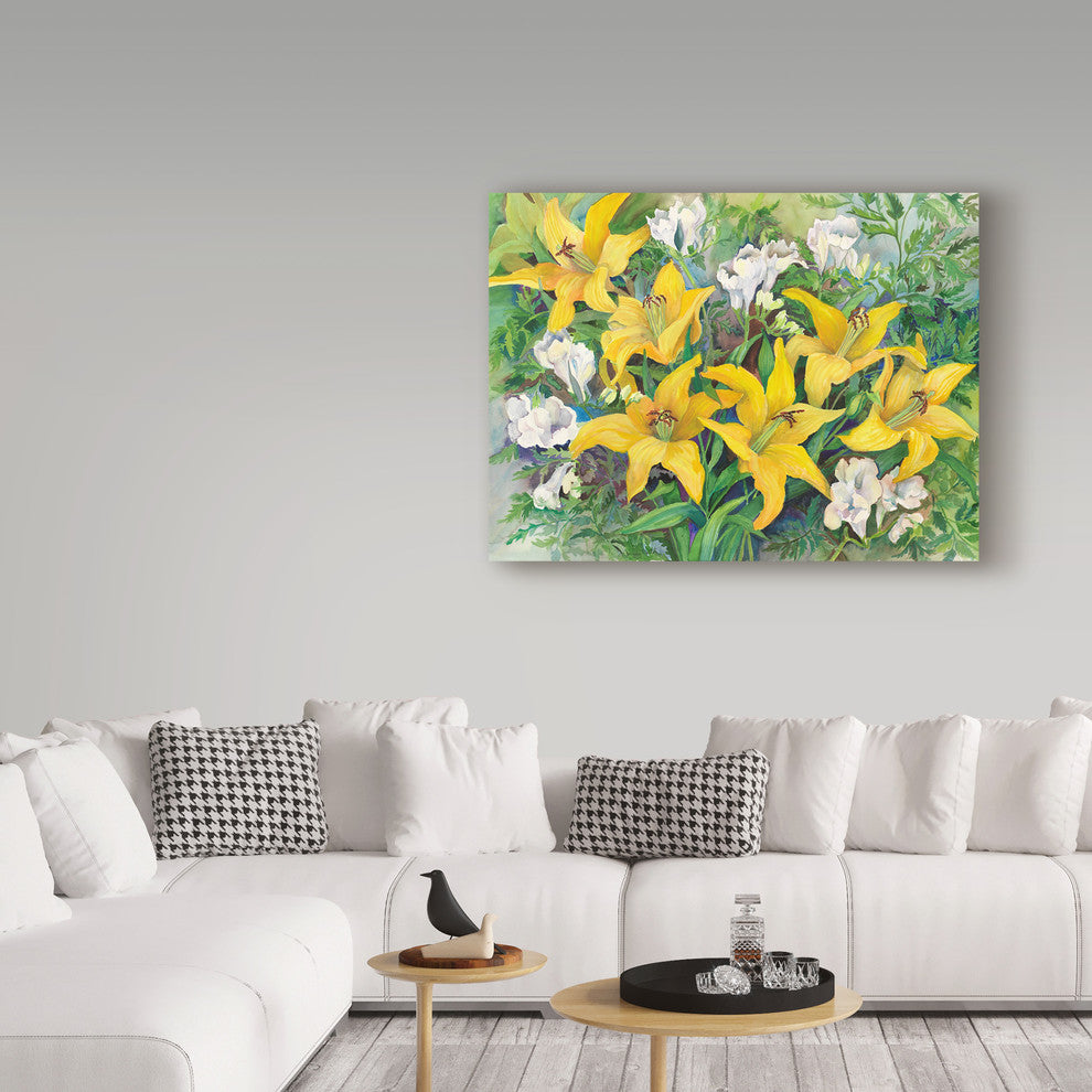 Joanne Porter ''Gold Lilies And Freesia'' Canvas Art, 32"x24"