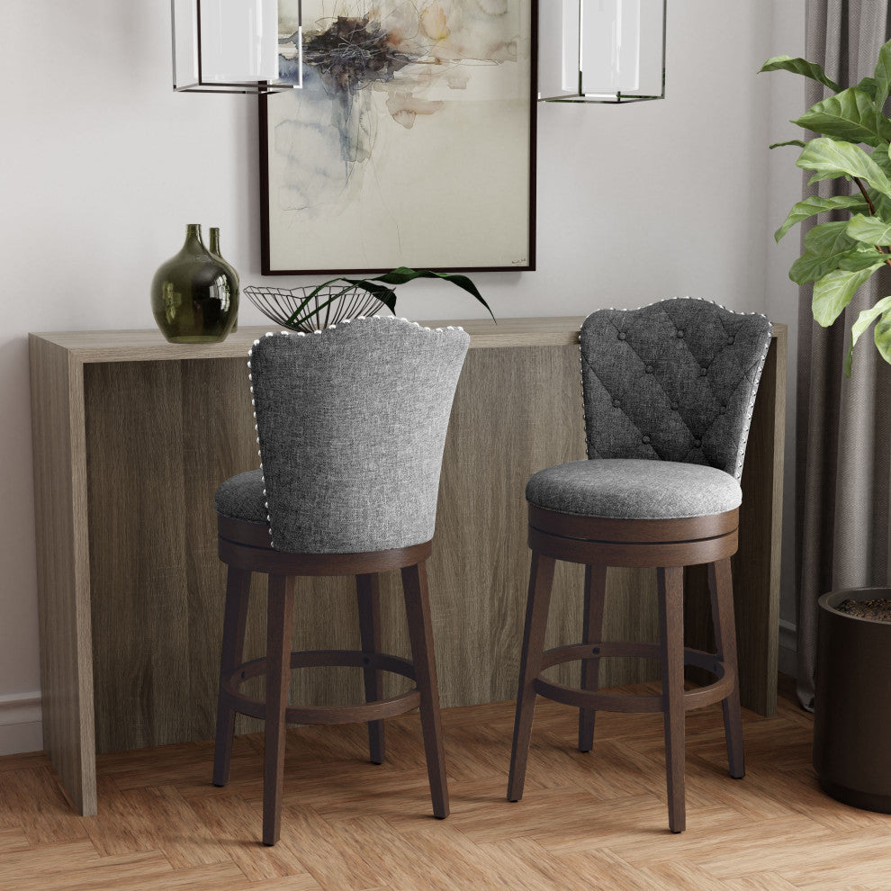 Hillsdale Edenwood Wood Bar Height Swivel Stool with Tufted Back