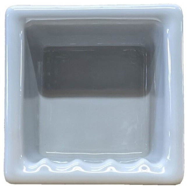 Recess Porcelain Rectangle Soap Dish Niche Shelf Bathroom Shower Holder, Sterling Silver Glossy