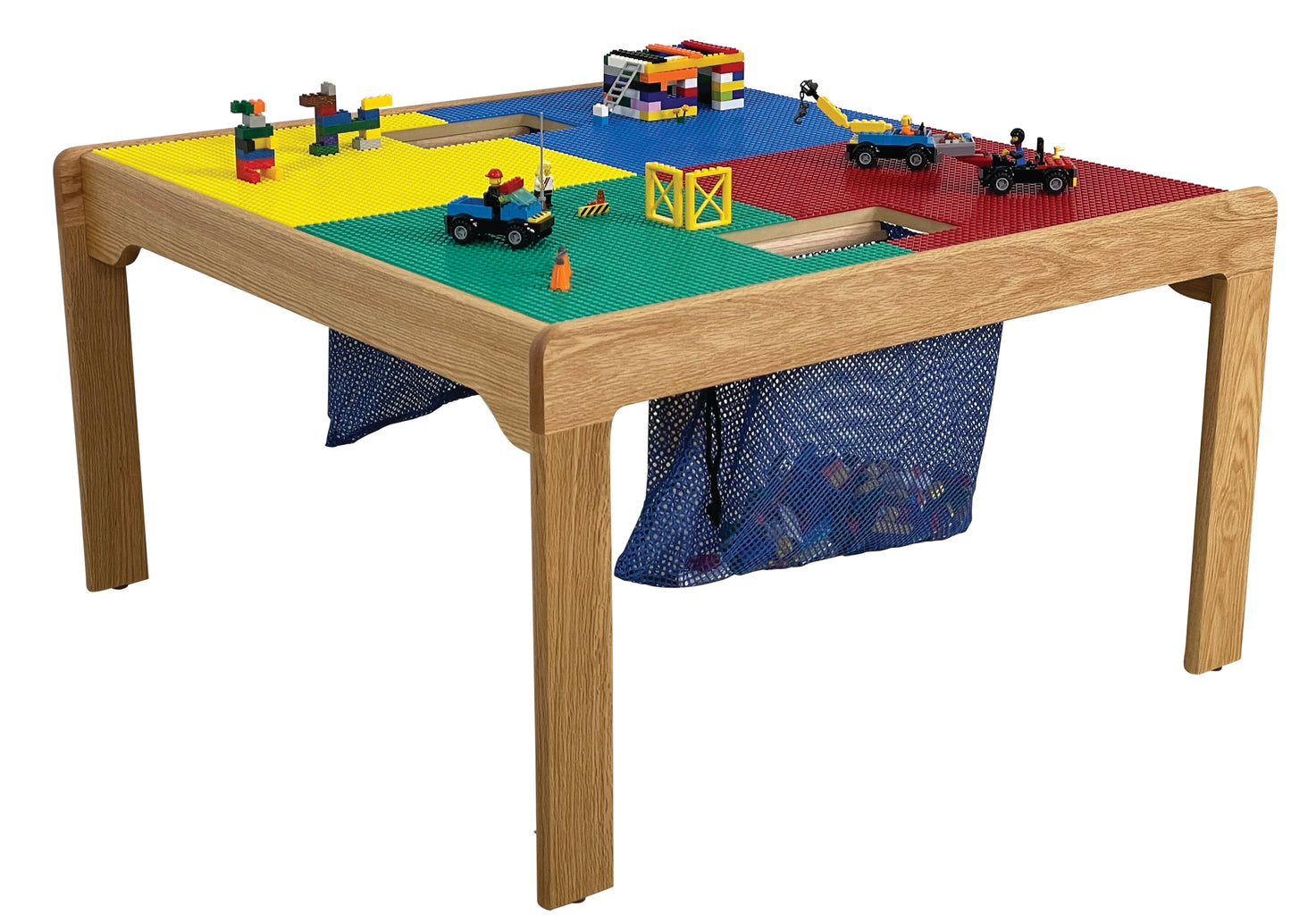 Reversable Lego and Duplo Wood Play Table With 2 Storage Bins