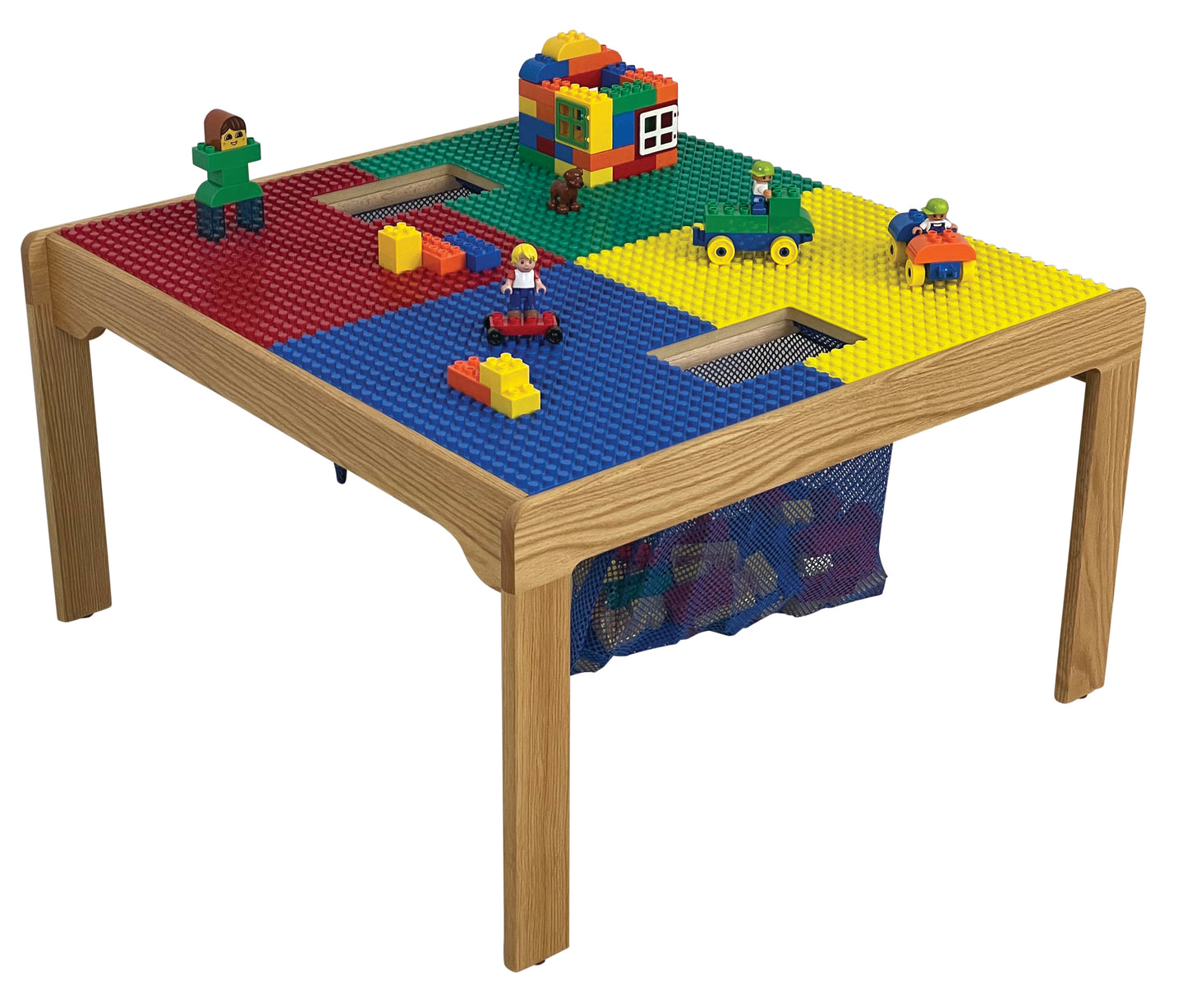Reversable Lego and Duplo Wood Play Table With 2 Storage Bins