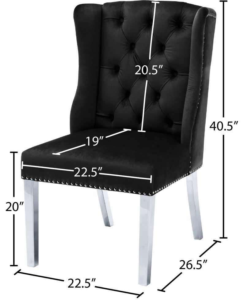 Suri Velvet Upholstered Dining Chair, Black