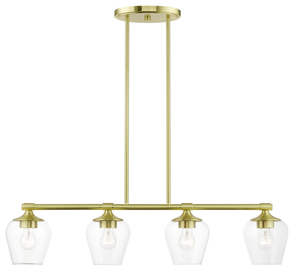 Willow 4 Light Satin Brass Linear Chandelier