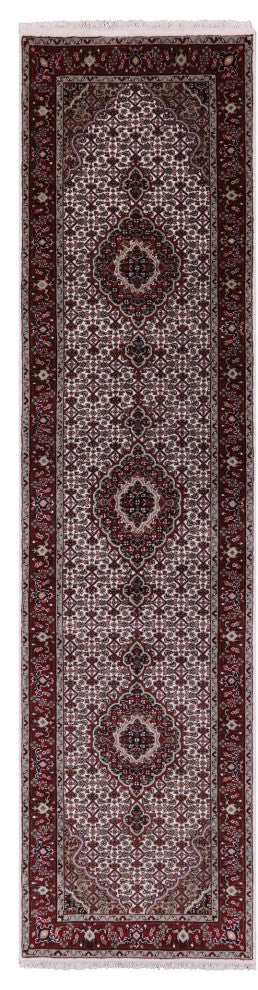 2' 7" X 10' 3" Runner Wool & Silk Persian Tabriz Hand Knotted Rug - Q13026