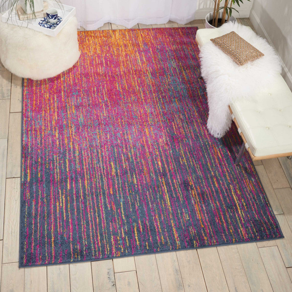 7 x 10 Rainbow Abstract Striations Area Rug