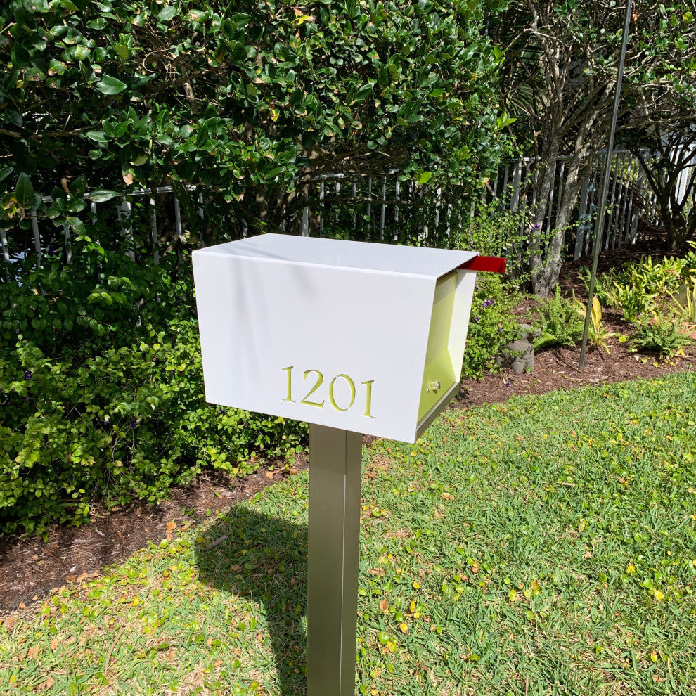 UpTown Box with Locking doors. Modern Pole Mounted Mailbox, Pole not included.,