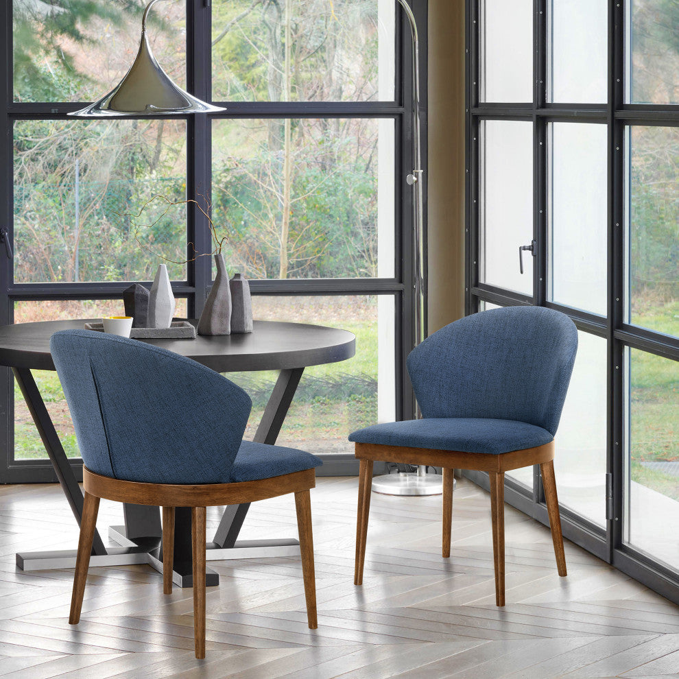 Juno Charcoal and Wood Dining Side Chairs, Set of 2, Blue
