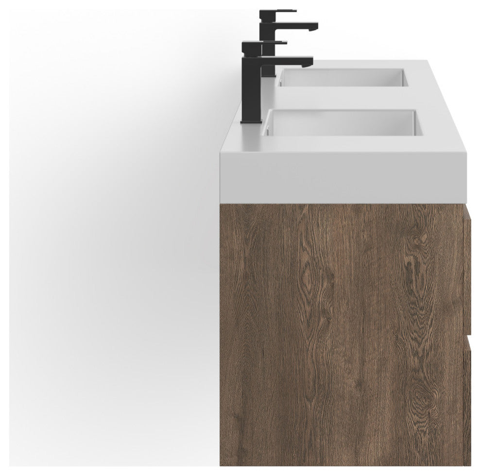 Boutique Bath Vanity, Butternut, 80", Double Sink, Freestanding