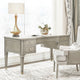 Dauphin Gold Accent 5-Drawer Wood Executive Desk, Gray Cashmere