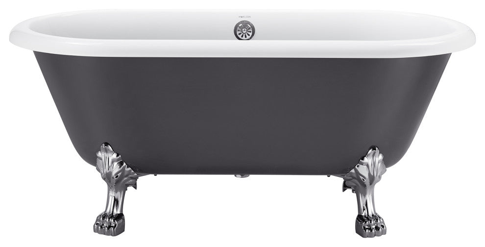 59" Acrylic Roll-Top Clawfoot Non-Whirlpool Bathtub, Gray