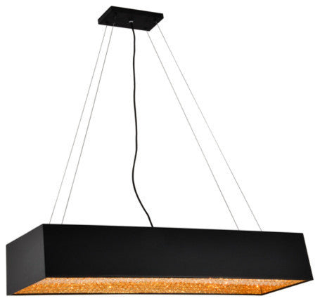 Black Stainless Steel Rectangular Frame, Gold Mirror interior With Clear Crystal