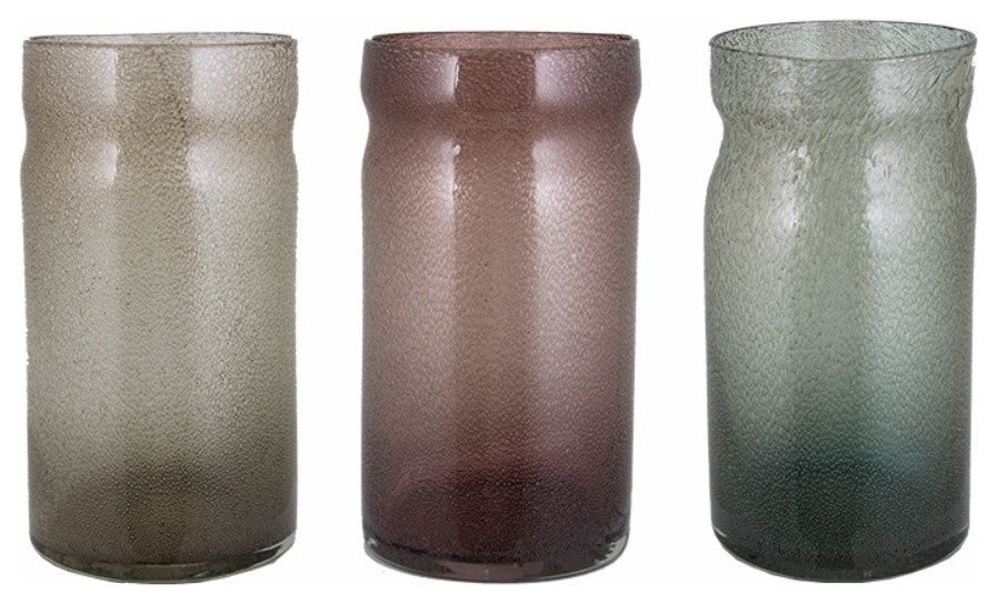 Glass Vase ,Multicolor, Assortment Of 3