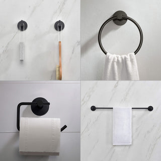Circular 5-Piece Bathroom Hardware Set, Matte Black