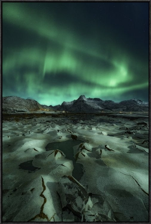 "Ice Cracking" Framed Canvas Giclee by Javier De La, 25x37"