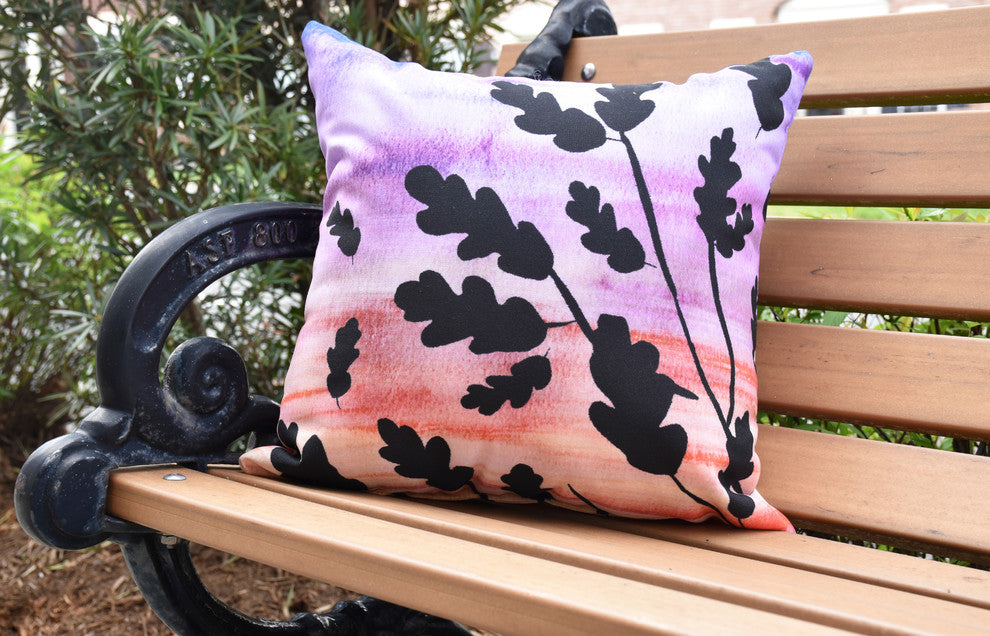 Flowing Leaves Multi Floral Print Outdoor Decorative Throw Pillow, 16"