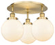 Canton-3 Light 20" Flush Mount-Brushed Brass, Matte White Glass Shade