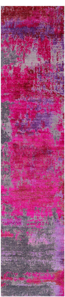 2' 6" X 12' 0" Runner Modern Wool and Silk Handmade Rug Q9085