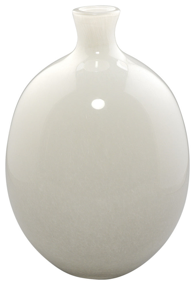 Minx Vases, White Glass, Set of 2