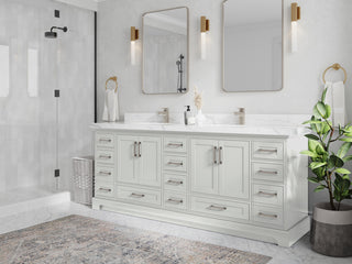 Fenway 84 Double Sink Bath Vanity in Coventry Gray 2" Carrara Marble