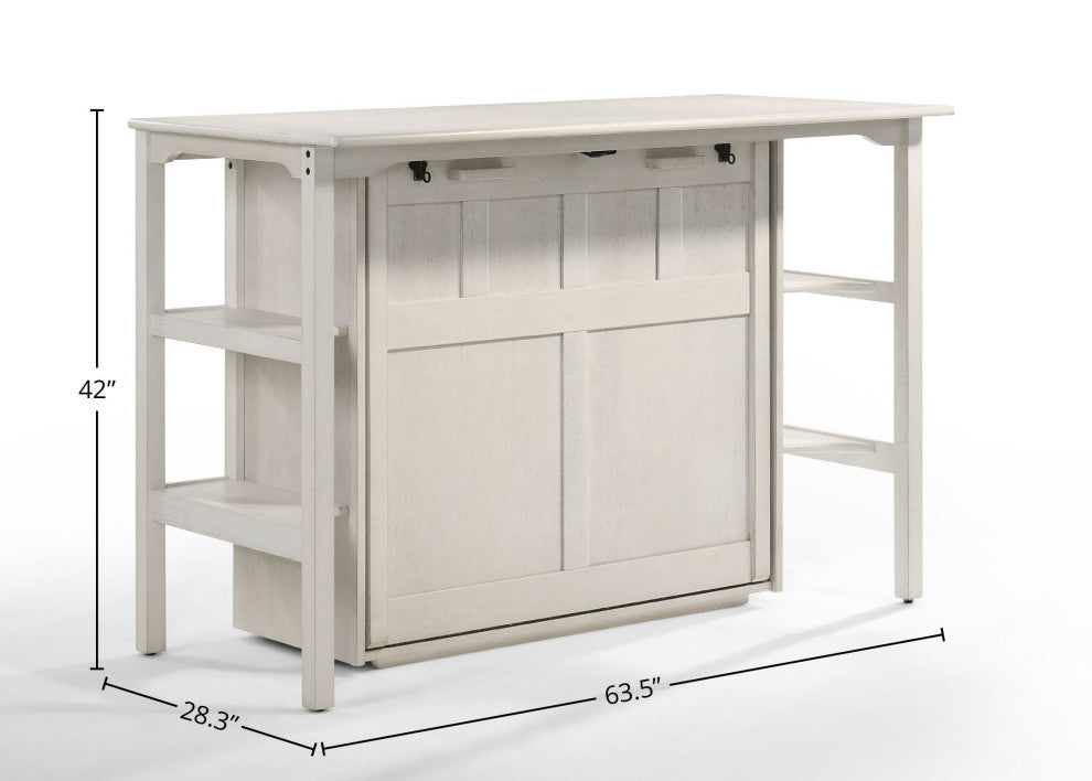 Siesta Desk Murphy Bed, Gel Memory Mattress, Vintage White