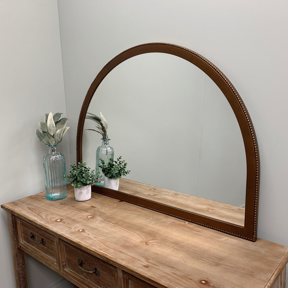 Vienne Framed Mantel Mirror, Crescent Cathedral, 38.4"x27.4", Autumn Bronze