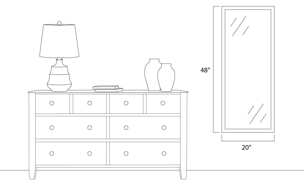 Kendall Framed Wall Mirror, Ivory, 20"x48"
