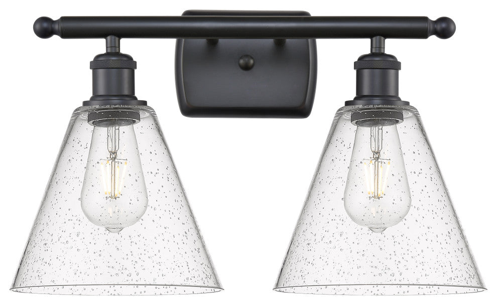 Innovations 516-2W-BK-GBC-84 2 Light Bath Vanity Light, Matte Black