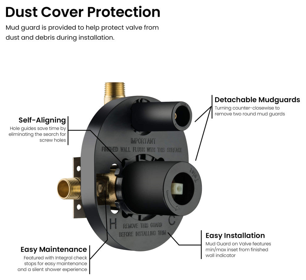 Circular Pressure 2-Function Shower System, Rough-In Valve, Brushed Gold