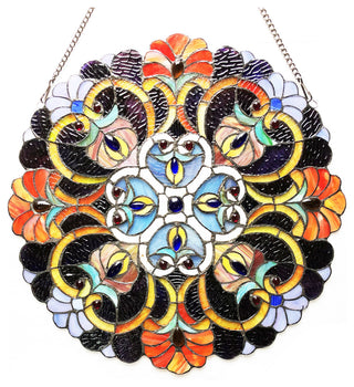 CHLOE Lighting Angela Victorian Tiffany-glass Window Panel, 21"
