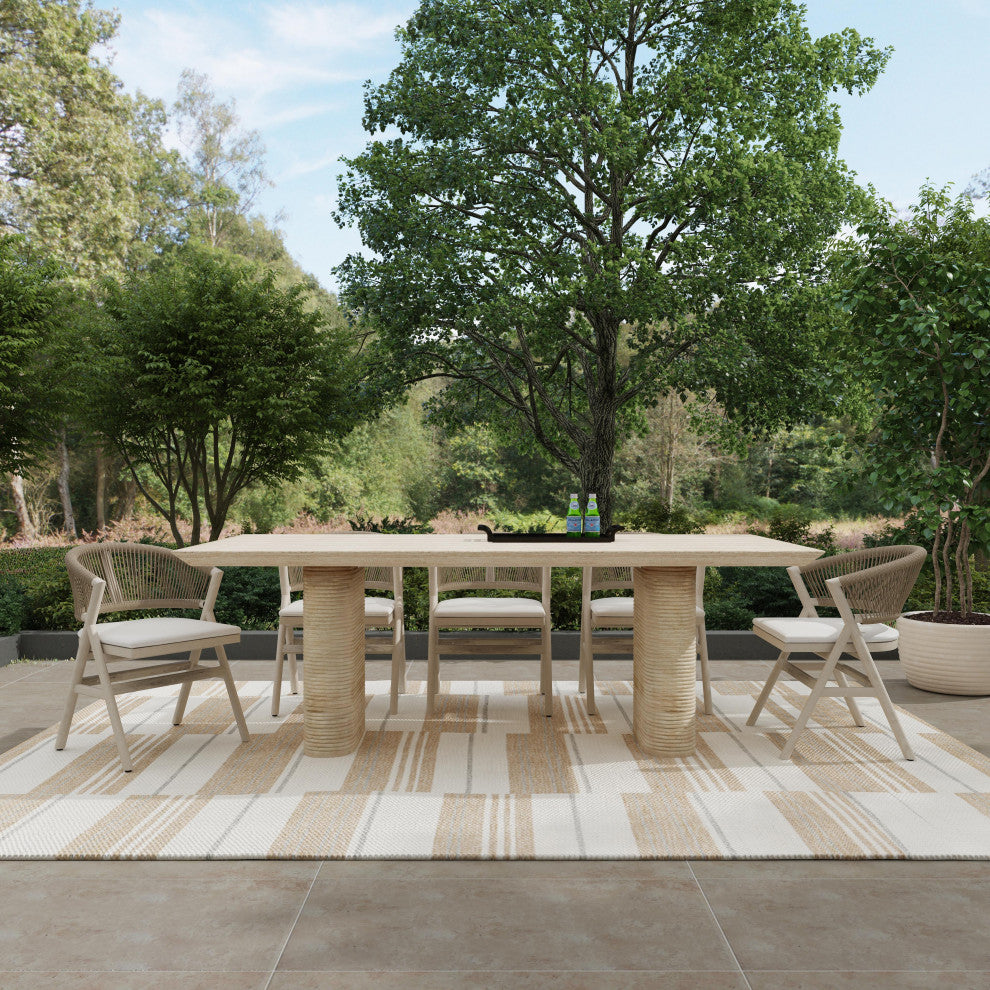 Aiden 87" Outdoor Dining Table, Beige