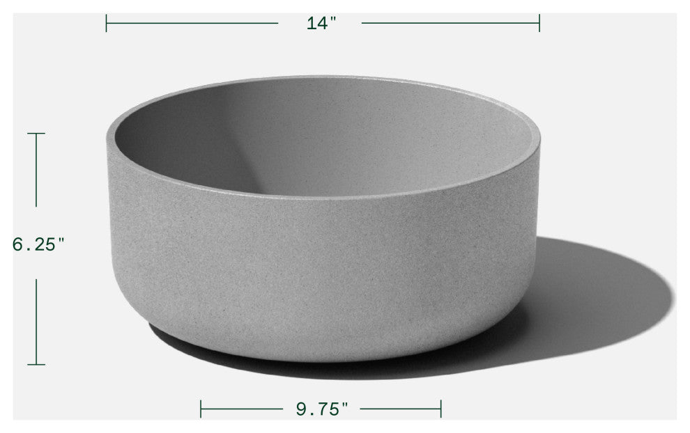 Pure Series Kona Bowl 14" Planter, Gray, 2 Pack