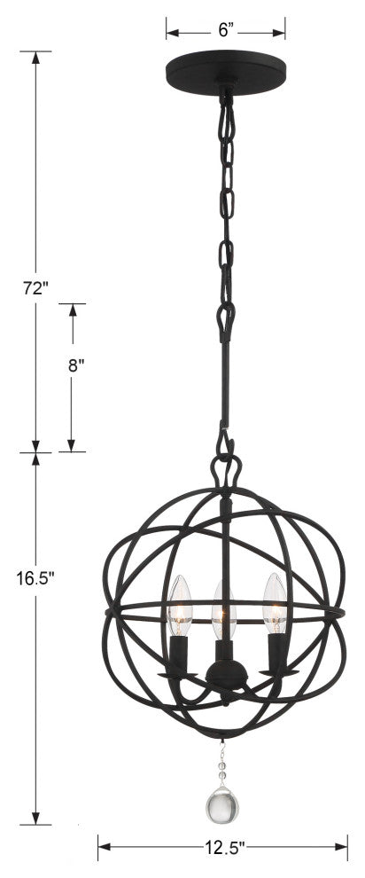 Solaris 3 Light Black Mini Chandelier