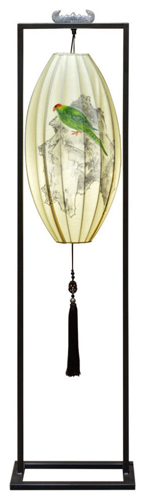 Hanging Chinese Palace Floor Lantern with Pheasant Bird Shade