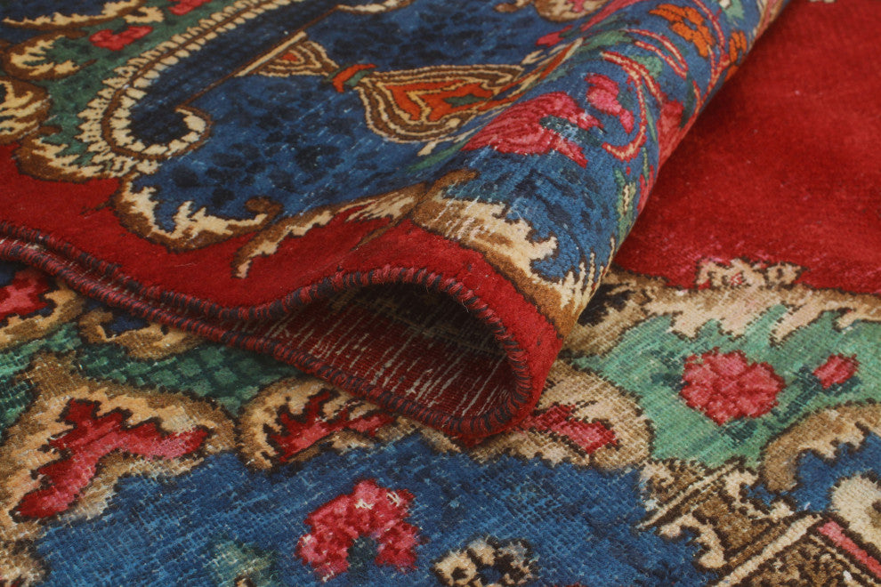 Fine Vintage Distressed Mamlaka Red/Green Rug, 10'5x12'8