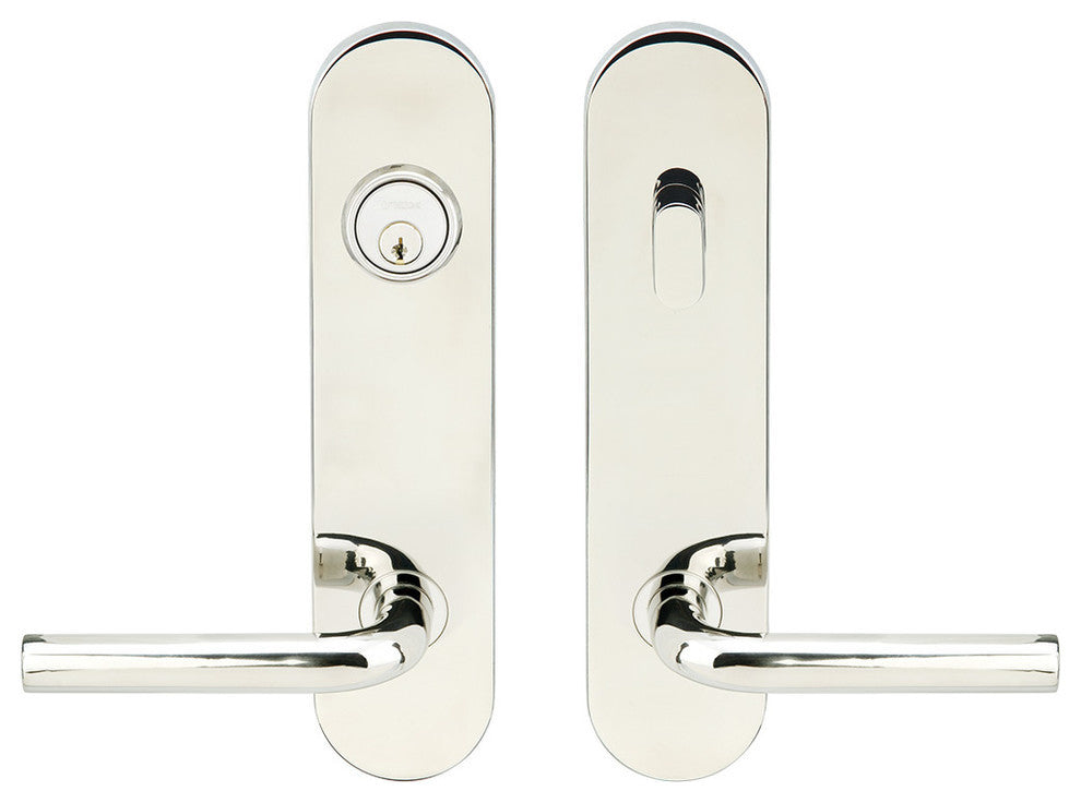 Cologne Lever, Tubular Entry, Single Cylinder, RH, Polished Stainless Steel