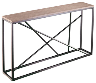 Mannie Faux Stone Skinny Console Table, Gray