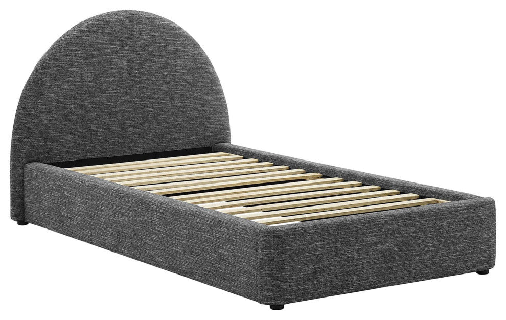 Resort Upholstered Fabric Arched Round Twin Platform Bed