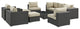 Sojourn 10 Piece Outdoor Patio Sunbrella Sectional Set Canvas Antique Beige