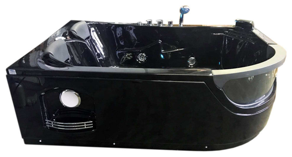 Whirlpool Bathtub Black 72"x48" Hot Tub Double Pump and Heater, Pegaso