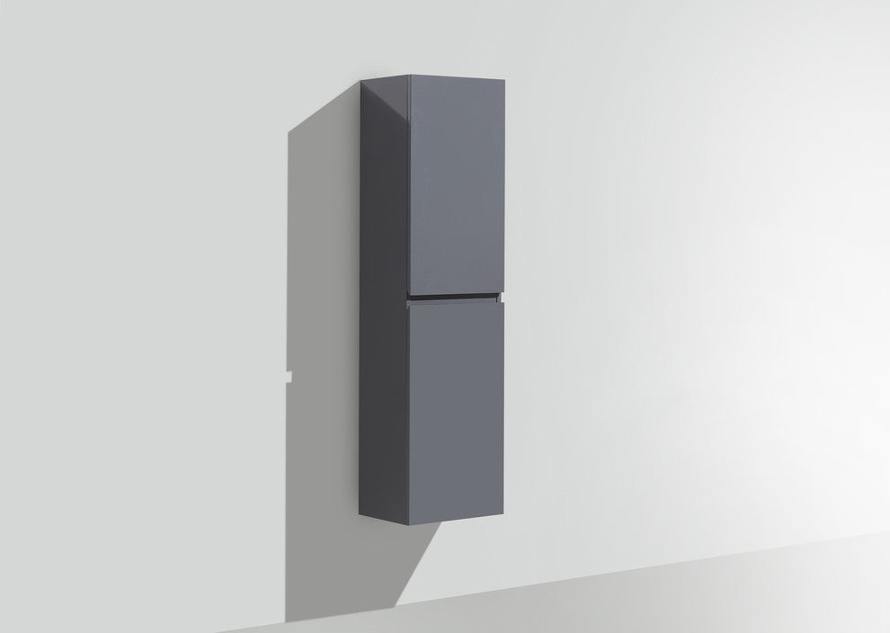 Mob Bathroom Linen Cabinet With 2 Storage Areas, Gloss Gray