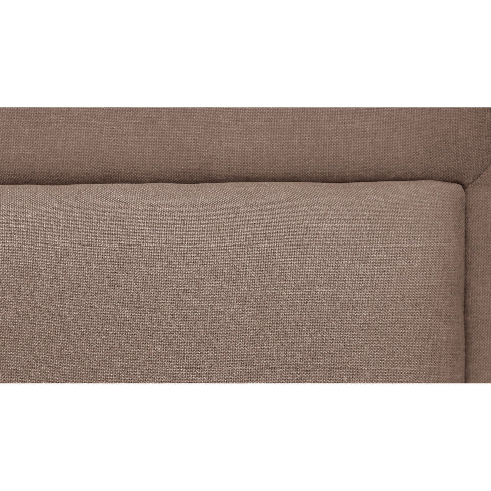 Benzara BM286437 Liam Queen Bed Brown Polylinen Horizontal Tufted Headboard