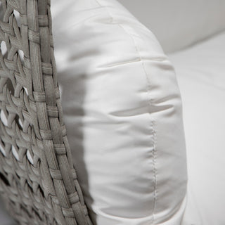 LeisureMod Mendoza Light Gray Wicker Hanging Double Egg Swing Chair, White