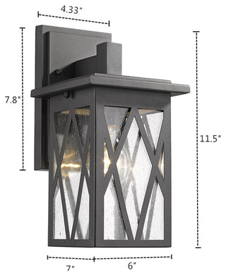 ANTHONY Transitional 1 Light Textured Black Outdoor Wall Sconce 12"